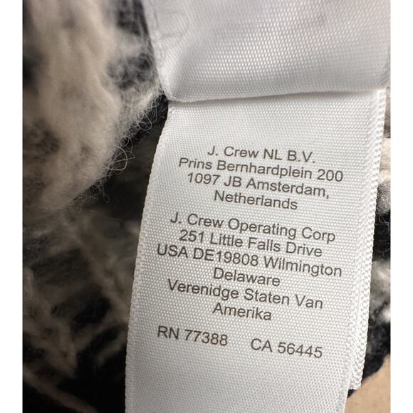 J.Crew Women Fair Isle Wool Alpaca Blend Sweater Gray Black White Nordic Sz M - Picture 15 of 16